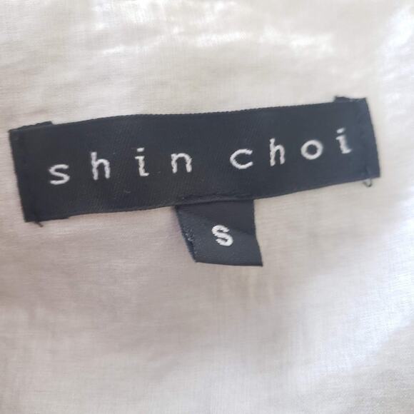 Shin Choi Dress Beige Minimalist Shift A Line Mini Shimmer Sleeveless Size Small - Picture 7 of 12